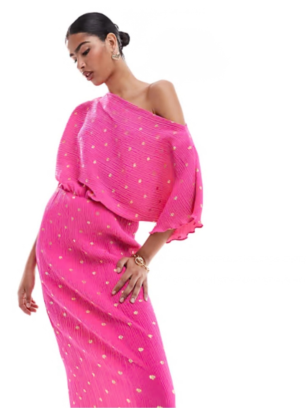ASOS Never Fully Dressed - Pink Maxi Dress with Gold Fleck Detail